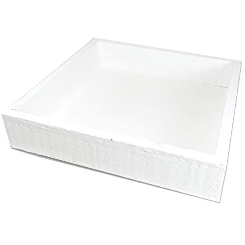 MGS SHOP Deko Holztablett Holzteller Tablett Wooden Tray Washed (Holzteller 20x20 Weiss) von MGS SHOP