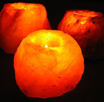 MGS SHOP Salzkristall - Leuchte für Teelichter Salzkristalleuchte natur belassen bis 1kg (10 er Set) von MGS SHOP