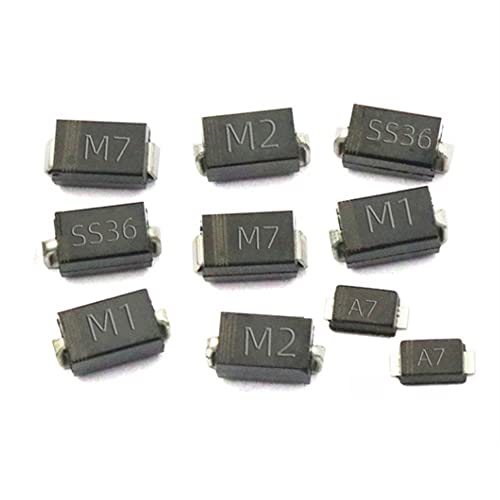 100 STÜCKE M1 M2 M4 M7F A7 SMA Gleichrichterdiode 1A SMD 1N4001 4002 4004 4007 SS310 RS1M RS2M ES1D ES1J US1M Schottky-Dioden DO-214AC (Color : SCHWARZ) von MGTCAR