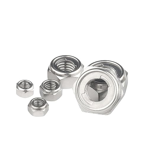 1PC 304 Edelstahl Metall Kontermutter Vollmetall selbstsichernde Mutter Lösemutter M3-M16(M10 DIN980) von MGTCAR