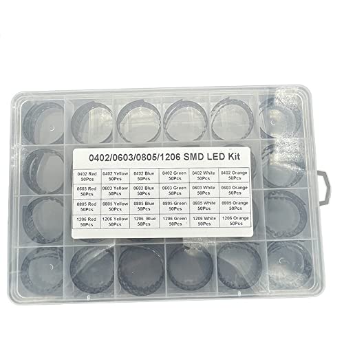 MGTCAR 1200 Stück 0402 0603 0805 1206 SMD LED Rot/Grün/Blau/Weiß/Gelb/Orange Diode Sechs Farben Jeweils 50 Stück von MGTCAR