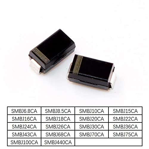 MGTCAR 20 STÜCKE TVS Diode SMBJ6.8CA SMBJ18CA 5.0CA 8.5CA 10CA 16CA 15CA 20CA 22CA 24CA 26CA 30CA 36CA 43CA 68CA 70CA 75CA 100CA 440CA (Color : SMBJ68CA SMB 20pcs) von MGTCAR