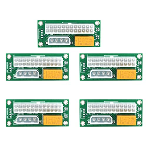 MGTCAR Dual PSU Netzteil PC Block Synchronisator ADD2PSU ATX 24Pin auf 4Pin Molex Stecker Riser Miner Mining Adapter (5 Stück grün 4-polig) von MGTCAR