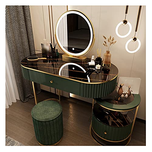 Nordic Modern Schminktisch Schlafzimmer Minimalistischer Schminktisch Einziehbarer Aufbewahrungsschrank (Farbe: Grün, Größe: 100 cm) von MGTKXG