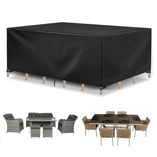 Gartenmöbel Abdeckung Wasserdicht 140x100x75cm /LxWxH Schwerlast 600D Oxford Abdeckhaube Gartenmöbel Rechteckig Abdeckungen für Gartenmöbel Gewebe Gartentisch Gartenmöbel für Gartentische-Schwarz von MGVIK