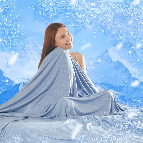 MH MYLUNE HOME Kühldecke Ultra Leichte Sommerdecke Arc-Chill Q-Max>0.458 Kühlende Bettdecke 150x200 Sommerbettdecke Kuscheldecke Wohndecke Reisedecke Cooling Blanket (Blau, 150 x 200 cm) von MH MYLUNE HOME