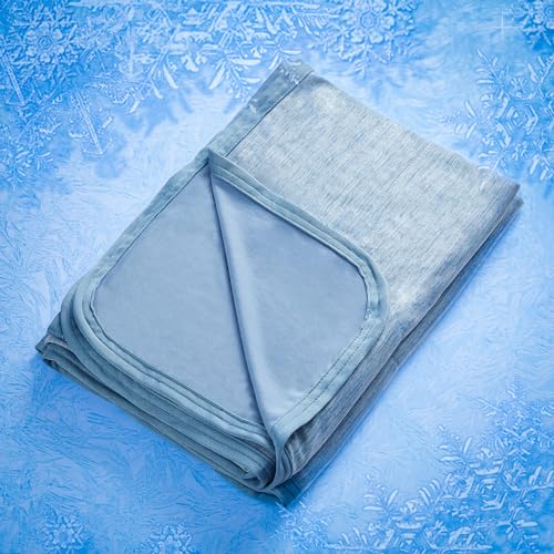MH MYLUNE HOME Kühldecke Ultra Leichte Sommerdecke Arc-Chill Q-Max>0.458 Kühlende Bettdecke 200x220 Sommerbettdecke Kuscheldecke Wohndecke Reisedecke Cooling Blanket (Blau, 200 x 220 cm) von MH MYLUNE HOME