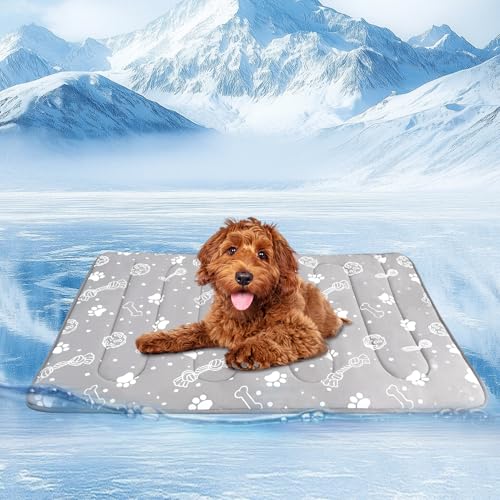 MH MYLUNE HOME Kühlmatte für Haustiere, 76,2 x 50,8 cm, 300 g, verstärkte Polsterung und Arc-Chill-Faser, wärmeabsorbierende, farbwechselnde Haustierunterlage, faltbares Sommerbett von MH MYLUNE HOME