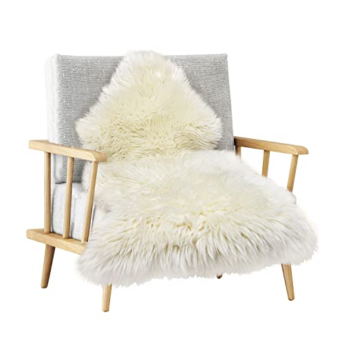 MH MYLUNE HOME Lammfell Teppich Schaffell echt 90x 60cm schafsfelle weiche und Flauschige Decke beige Sitzfell Bett-Vorleger oder Matte für Wohnzimmer Stuhl Sofa von MH MYLUNE HOME
