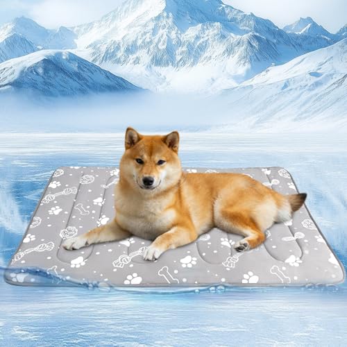 MH MYLUNE HOME Upgrade Kühlmatte für Haustiere, 71,1 x 99,1 cm, Arc-Chill faserverstärkte Polsterung, wärmeabsorbierende, farbwechselnde Haustierunterlage, faltbar/waschbar, Sommerbett von MH MYLUNE HOME