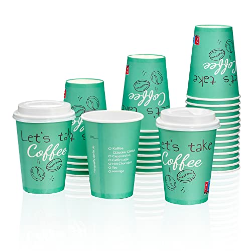 MH QUALITY Kaffeebecher To Go 300ml (12oz) mit Deckel - 200x Hochwertige Einweg Pappbecher | Coffee To Go Becher, 0,3l - Grün von MH QUALITY