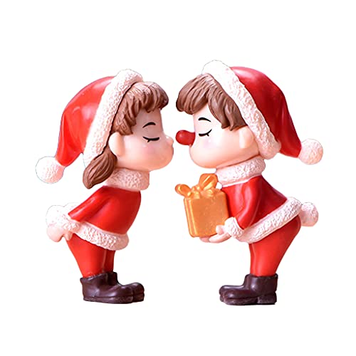 2 Stück Miniatur-Weihnachtspaar-Ornament, Figur für Zuhause, Tischplatte, Schlafzimmer, Dekoration für Festivals 2 Stück Miniatur-Weihnachtspaar-Ornament, Figur für Zuhause, Tischplatte, Schlafzimmer, Dekoration für Festivals von MHADBKH