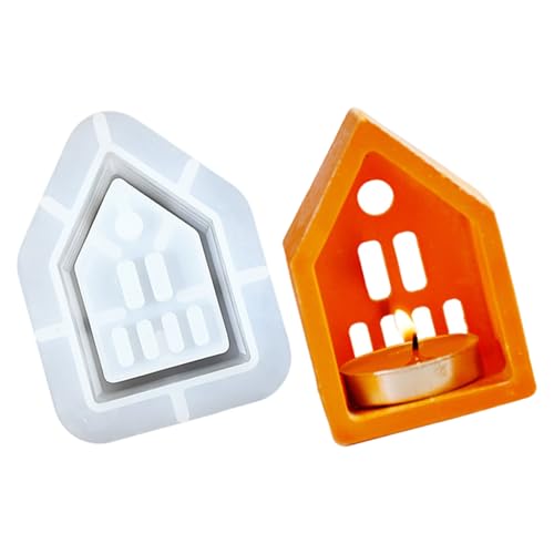 Hohlout House Kerzenhalter Schimmel 3D Kerzenbasis Silikonform Gips Candlestick Crafting Form Schmuck Schmuck Herstellung Werkzeug von MHADBKH