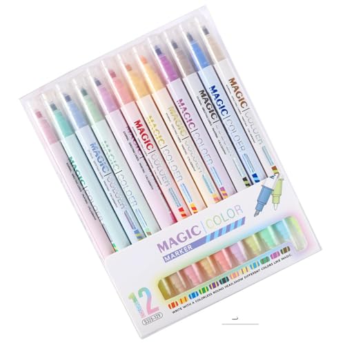 MHADBKH 12pcs Farbwechsler Stift Doppelspitze Multicolor Highlighter Stift Für Scrapbooking Card Making Calendar Journal Notebook von MHADBKH