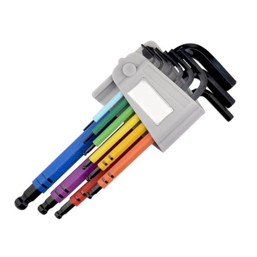 MHADBKH 9-teiliges buntes L-Schraubenschlüssel-Sechskant-Set, langer Kugelkopf-Design für flexible Operationen, Fahrzeug- und Fahrrad-Reparaturen, Kugelkopf-Design von MHADBKH