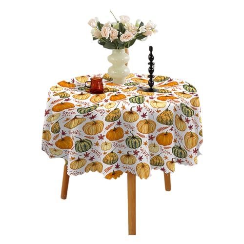 MHADBKH Elegante runde Tischdecke mit Herbstmotiv für saisonale Feiern und Heimdekoration, Outdoor-Tischdecke, 150 cm von MHADBKH