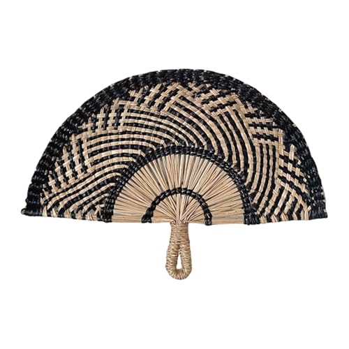 MHADBKH Handventilator aus natürlichem Gras, bequemer Griff, handgewebter Strohventilator für modische Wandkunst von MHADBKH