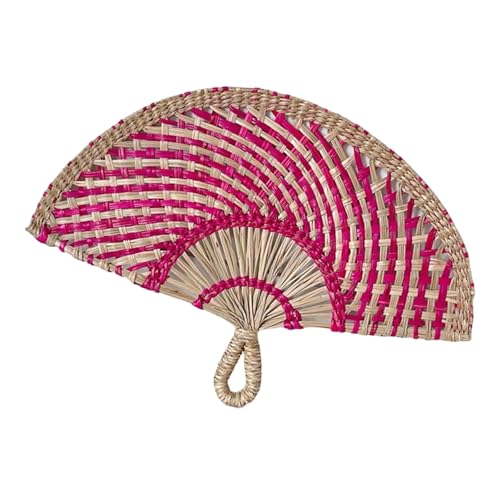 MHADBKH Handventilator aus natürlichem Gras, bequemer Griff, handgewebter Strohventilator für modische Wandkunst von MHADBKH