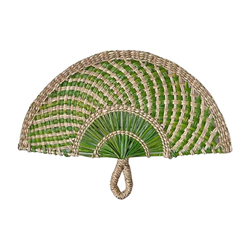 MHADBKH Handventilator aus natürlichem Gras, bequemer Griff, handgewebter Strohventilator für modische Wandkunst von MHADBKH