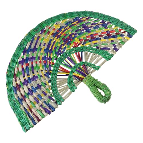 MHADBKH Handventilator aus natürlichem Gras, bequemer Griff, handgewebter Strohventilator für modische Wandkunst von MHADBKH