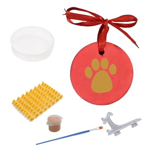 MHADBKH Haustierpfotenabdruck-Ornament-Set mit dekorativem Display für einzigartige Andenken, Do It Yourself-Set, Kätzchen, Pfotenabdrücke, Andenken von MHADBKH