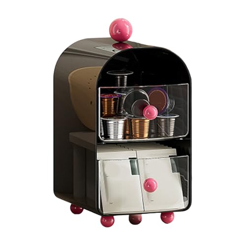 MHADBKH Kaffeesahne Halter Große Kapazität 2 Schichten Aufbewahrungsbox Elegante Teesack Organizer Mit Transparenten Abnehmbare Schubladen Kaffee Sahnekännchen von MHADBKH
