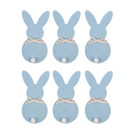 MHADBKH Kaninchen Besteck Fall 6 Pieces Kaninchen Besteck Beutel Wiederverwendbares Osterfestes Besteck Beutel Kaninchen Utensilhalter von MHADBKH