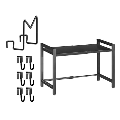 MHADBKH Küchentheke, Mikrowelle, Backofenständer, erweiterbares Regal mit Haken, robuste Karbonstahl-Töpfe und Pfannen, Aufbewahrungslösung MHADBKH Küchentheke, Mikrowelle, Backofenständer, erweiterbares Regal mit Haken, robuste Karbonstahl-Töpfe und Pfannen, Aufbewahrungslösung von MHADBKH