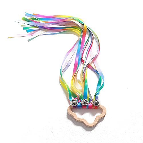 MHADBKH Regenbogen Handdrachen Band Sensorisches Spielzeug Buntes Tanzendes Band Glocken Band Rassel Spielzeug Regenbogen Luftschlangen von MHADBKH