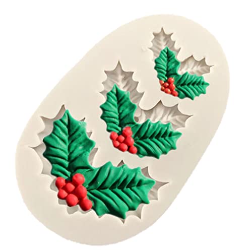 MHADBKH Weihnachten Stechpalme Blatt Dekoration Fondant Kuchen Silikonform Schokolade Süßigkeiten Formen von MHADBKH