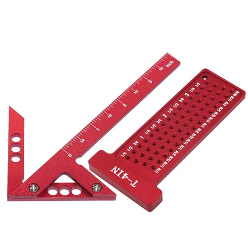 Vielseitiges Messwerkzeug-Set aus Aluminiumlegierung mit T-förmigem Lochlehre, leichtes Werkzeug für Holzbearbeitungsprojekte von MHADBKH