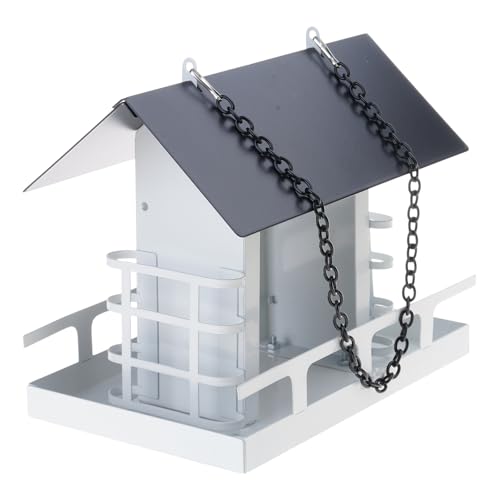 Vogelfutterstation mit großer Kapazität für den Außenbereich, Hausform mit Sitzstange und einfacher Aufhängefunktion, abnehmbarer Vogel von MHADBKH