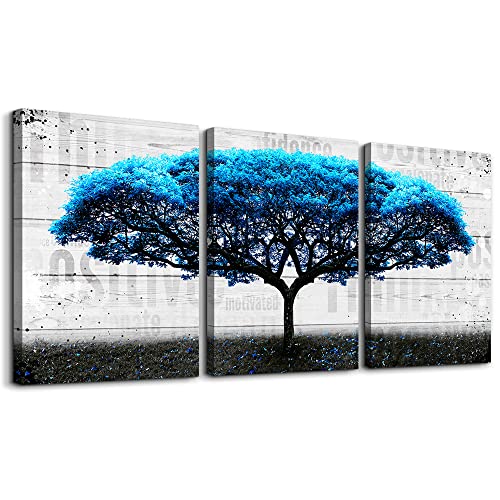 MHARTK66 Bilder Blau Großer Baum, Inspirierende Wandbilder Wohnzimmer, Modern Motivierende Büro Studie Kunstdruck Dekorationen Wohnzimmer Schlafzimmer Badezimmer Esszimmer von MHARTK66