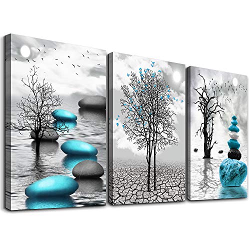 MHARTK66 Bilder Schwarz Weiß, Turquoise Großer Baum See Großer Baum See Landschaft Natur Wandbilder Wohnzimmer, Modern Kunstdruck Dekorationen Badezimmer Schlafzimmer Küche Esszimmer und Büro von MHARTK66