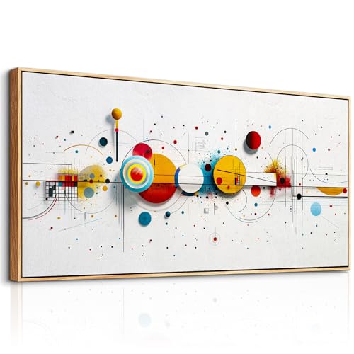 MHARTK66 Bunte Punkte Bilder Mit Rahmen Holz, Abstrakt Leinwand Bild Aesthetic, 60x120 cm XXL Wandbilder Wohnzimmer, Modern Wanddeko Kunstdruck Schlafzimmer Esszimmer Büro Küche von MHARTK66