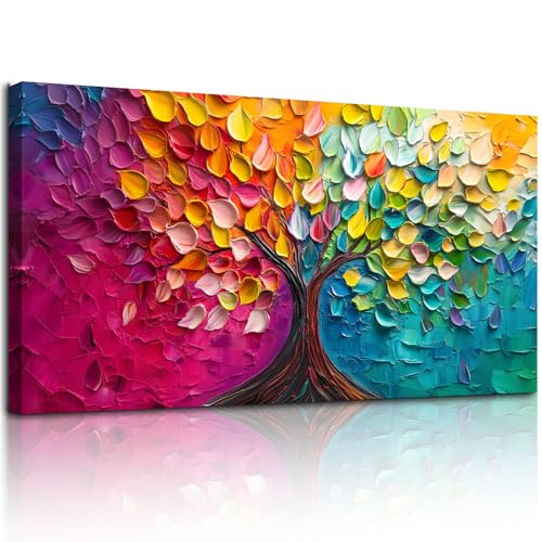 MHARTK66 Bunter Baum Leinwand Bilder, 73x146 cm XXL Wandbilder Wohnzimmer Lebensbaum Bild Aesthetic, Modern Wanddeko Kunstdruck Schlafzimmer Esszimmer Flur MHARTK66 Bunter Baum Leinwand Bilder, 73x146 cm XXL Wandbilder Wohnzimmer Lebensbaum Bild Aesthetic, Modern Wanddeko Kunstdruck Schlafzimmer Esszimmer Flur von MHARTK66