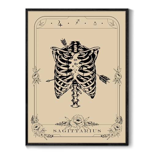 MHARTK66 Konstellation Leinwand Bilder mit Rahmen Schwarz, 40x60 cm Schütze Tarot Wandbilder Wohnzimmer, Hexe Dunkle Akademie Wandkunst Aesthetic, Gotische Wanddeko Schlafzimmer Desktop Zimmer Flur von MHARTK66