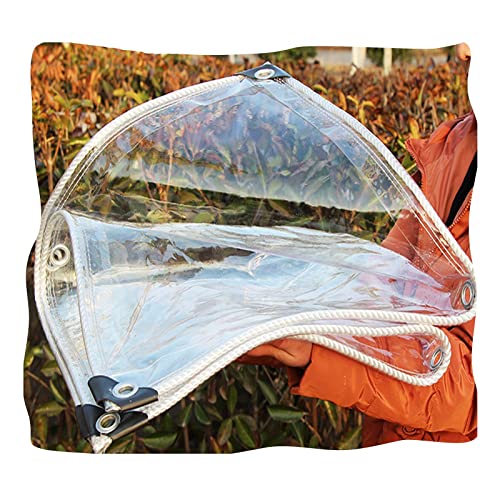 MHBGX Außen- Und Indoor-Hochleistungs-Wasserdichter Transparenter Plane-Plane, Wasserdichtes Plane Mit Tülle, 0,5 Mm Dicker Pvc-Partitionsvorhang Für Den Außenbereich Backyard-Veranda/Klar/1X1M von MHBGX