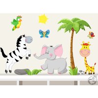 Wandtattoo "Afrika" Elefant Giraffe Zebra Kinderzimmer Kinderdeko Dschungel Afrika Babyzimmer Baby Wandaufkleber Wandsticker von MHBilder