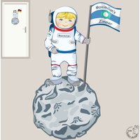 Wandtattoo "Astronaut" Farbwahl Personalisierbar Türschild Mond Kindertattoo Aufkleber Wandsticker Kinderzimmer Namensschild von MHBilder