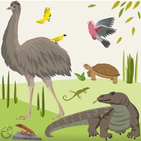 Wandtattoo "Australien Ii." Waran Emu Tiere Wandaufkleber Wandsticker Babyzimmer Kinderzimmer Kinder Welttiere von MHBilder