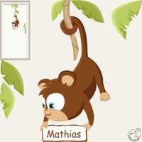 Wandtattoo "Baby Affe Ii Türschild" Dschungel Kinderzimmer Kinder Kind Kindertattoo Wandaufkleber Wandsticker von MHBilder