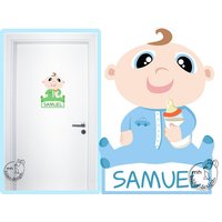 Wandtattoo "Baby Junge Türschild" Farbwahl Personalisierbar Namensschild Wandsticker Mit Namen Babyzimmer von MHBilder