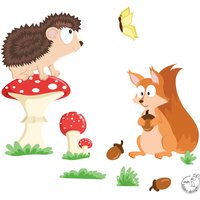Wandtattoo "Eichhörnchen Und Igel" Waldtiere I. Kinderzimmer Wandsticker Wandaufkleber Babyzimmer Wald Tiere von MHBilder