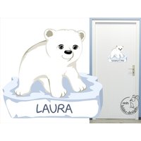 Wandtattoo "Eisbär Baby Türschild" Polartiere Arktis Meer Wandsticker Babyzimmer Kinderzimmer Kinder von MHBilder