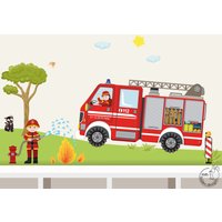 Wandtattoo "Feuerwehr Set L" Individualisierbar Feuerwehr Name Junge Kinderzimmer Wandaufkleber Wandsticker von MHBilder