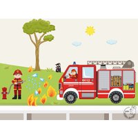 Wandtattoo "Feuerwehr Set Xs" Individualisierbar Feuerwehr Name Junge Kinderzimmer Wandaufkleber Wandsticker von MHBilder