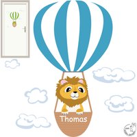 Wandtattoo "Heißluftballon" Farb - Und Tierwahl Türschild Personalisierbar Wandsticker Mit Namen Wandaufkleber Kinderzimmer von MHBilder