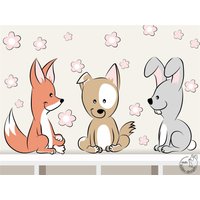 Wandtattoo "Hund, Hase Und Fuchs Little" Kinderzimmer Wandsticker Wandaufkleber Babyzimmer Wald Tiere von MHBilder