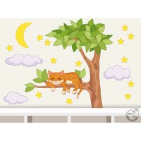 Wandtattoo "Katze Nacht" Für Kinderzimmer Babyzimmer Kinder Kinderdeko Wanddeko Wandsticker Wandaufkleber von MHBilder